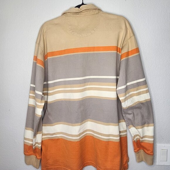 Vintage Y2k Ecko Unltd Unlimited Logo Patch Orange Striped Rugby Button Up Large - Picture 3 of 15